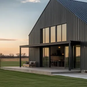 Contemporary Metal Haven Amidst Open Fields