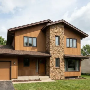 Warm Cedar And Stone Split Level