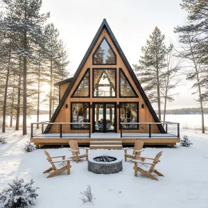 Triangular Hideaway with a Snowy Deck