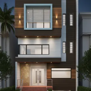 Aqua Frame On Walnut Facade