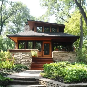 A-Frame Stone Oasis Under Tree Canopy