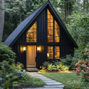 Whimsical Ebony Retreat Among Verdant Splendor