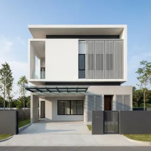 Cubic Minimalist Home With Floating Carport