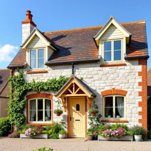 Quaint English Cottage Embracing Sunshine