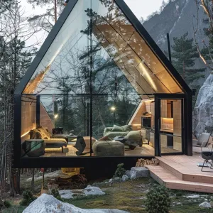 Geometric Angles Glass Cabin