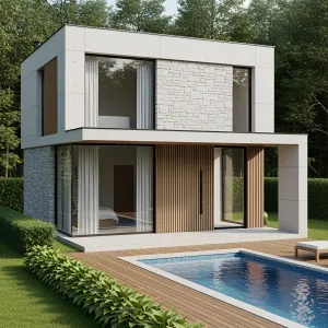 Compact Cube with a Poolside Paradise