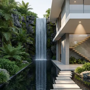 Waterfall Courtyard Modern Serenity House