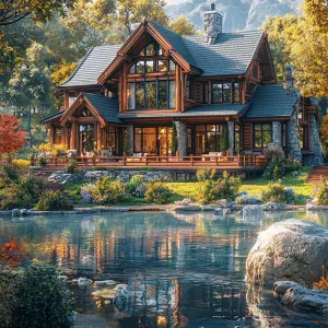 Lakeside Log Luxury with Mountain Vistas
