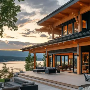 Open Timber Frames With Large Overhangs and Floating Decks