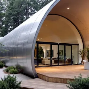 Curved Retreat Amidst Pines