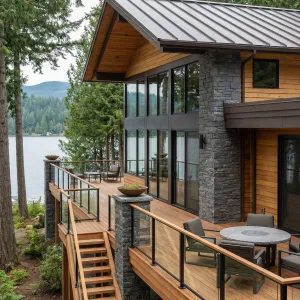Lakeside Timber Deck With Forest Views