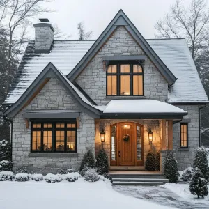 Winter Wonderland Abode with Stone Facade