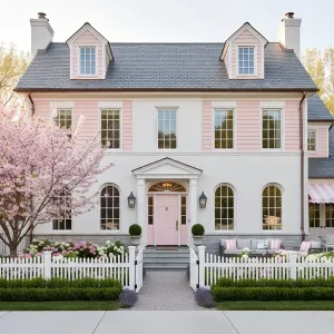 Blush-Brick Colonial With Pastel Panache