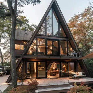 Glass-fronted A-frame Overlooking a Lake