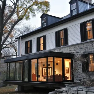 Colonial Base, Cantilevered Modern Addition