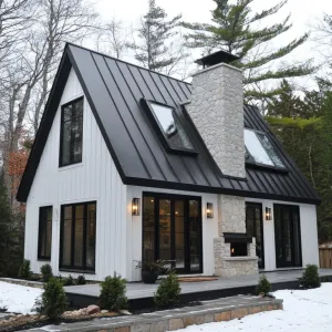 Sleek A-Frame Cabin with Frosty Sparkle