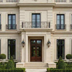 Formal Limestone Parisian Mansion Front