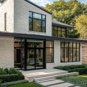 Modern Stone Marvel with Sky-High Windows