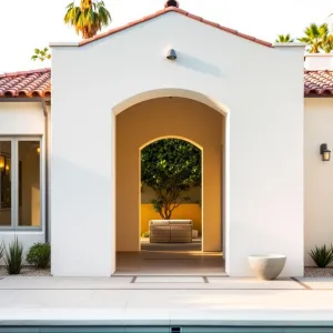 Sunlit Archway Oasis: A Modern Spanish Marvel