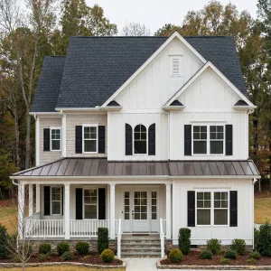 Crisp Gabled Haven With Black Shutters