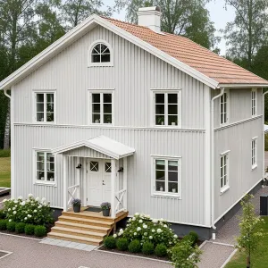 Elegant Eggshell Enclave Amidst Swedish Green