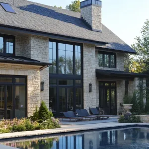 Stately Poolside Retreat With Stone Panache