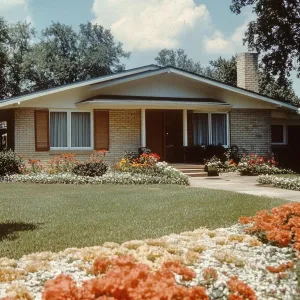 Cheery Brick Retreat: Blooming Beauty