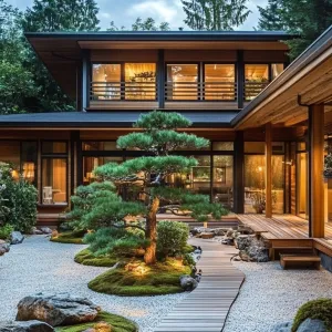 Zen Retreat: Wood, Stone, and Sky