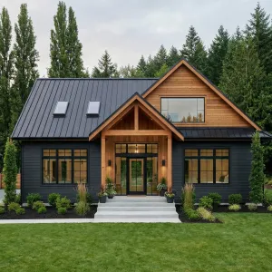 Cedar Accent Home With Black Roof