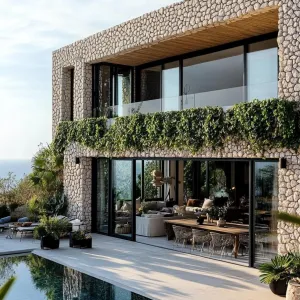 Modern Stone Haven with Ivy Charm
