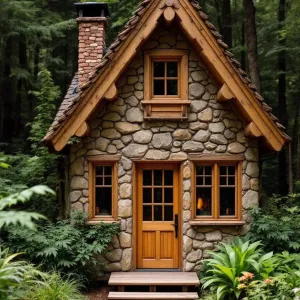 Enchanted Stone Cabin in the Woods