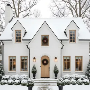 Wreath-Kissed Winter Doorway Residence