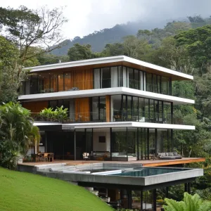 Hillside Oasis: Floating Glass Haven