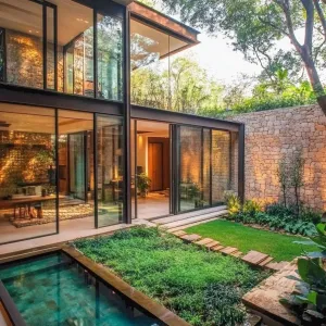 Peaceful Paradise Courtyard: A Sanctuary of Nature and Modernity