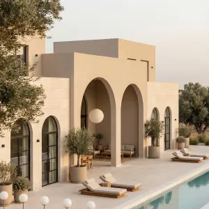 Arched Veranda Villa By Quiet Pool