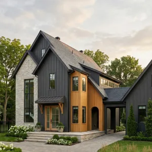 Warm Timber Meets Charcoal Cottage