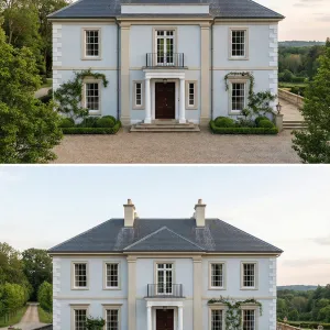 Pastel Country Manor With Formal Drive