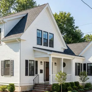 New England Gable With Coal Shutters
