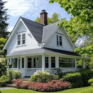 Preview of Charming White Cottage Amidst Lush Greenery