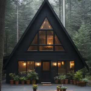 Black Wood Cladding With Large Panoramic Windows