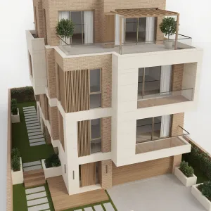 Sanded Brick Frames With Quiet Balconies