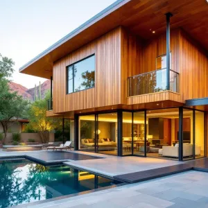 Suspended Serenity in Teak and Glass