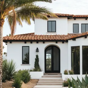 Terracotta Roof Tiles With White Stucco Walls