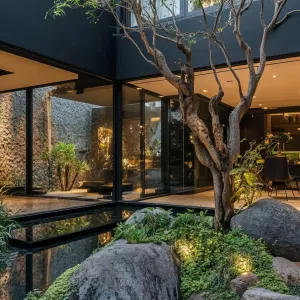Oasis Within Walls: A Modern Indoor Courtyard
