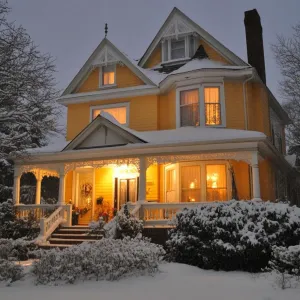 Charming Snow-Covered Victorian
