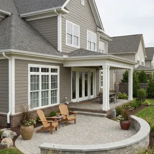 Curved Patio Retreat Beside Suburban Home