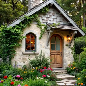 Stone Cottage Nestled in Greenery