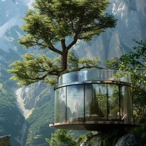 Glass Cabin Built Around Tree