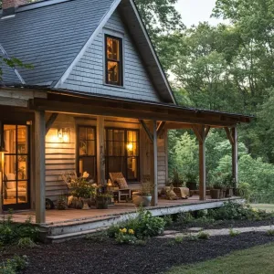Charming Woodland Cottage at Dusk