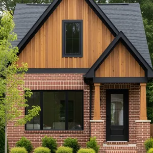 Charming Abode with Brick and Wood Synergy